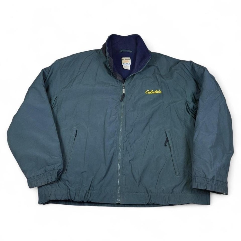 Cabela's Jacket Men XL Green Nylon Outdoor Insulated Full Zip